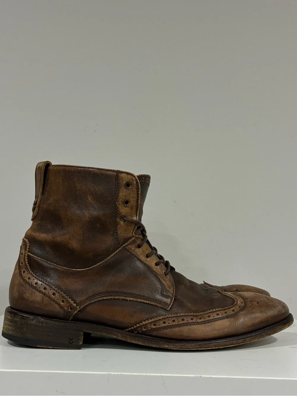 John Varvatos Collection Distressed Leather Boot Size EU 43 USA 10